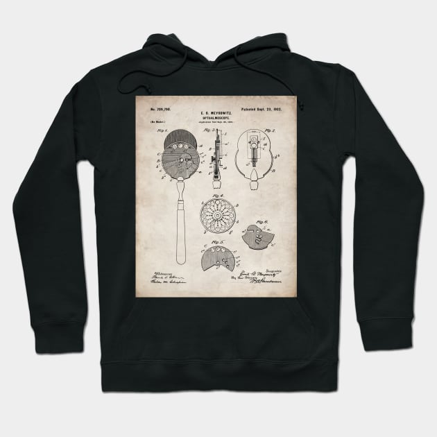 Ophthalmoscope Patent - Optometrist Eye Doctors Office Art - Antique Hoodie by patentpress